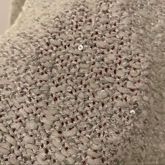 Orsay sparkly white fall sweater V-neck tight fit - Picture 11 of 13